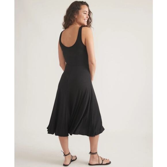 NWT Marine Layer Lexi Fit & Flare Midi Dress Black Ribbed Beach Boho XL - Picture 2 of 14